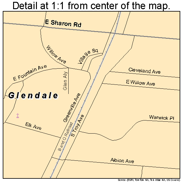 Glendale, Ohio road map detail