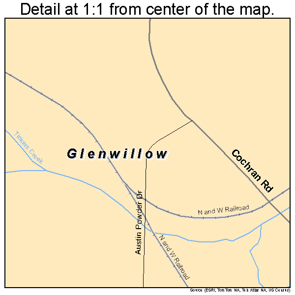 Glenwillow, Ohio road map detail