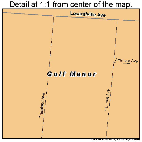 Golf Manor, Ohio road map detail