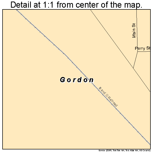 Gordon, Ohio road map detail