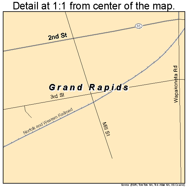 Grand Rapids, Ohio road map detail