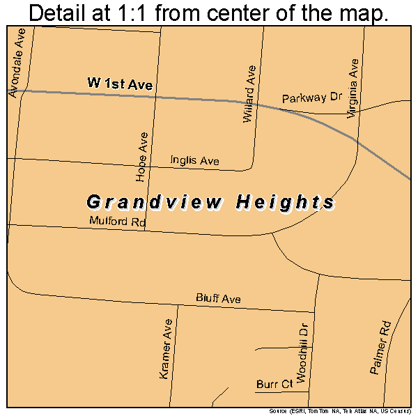 Grandview Heights, Ohio road map detail