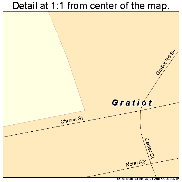 Gratiot, Ohio road map detail