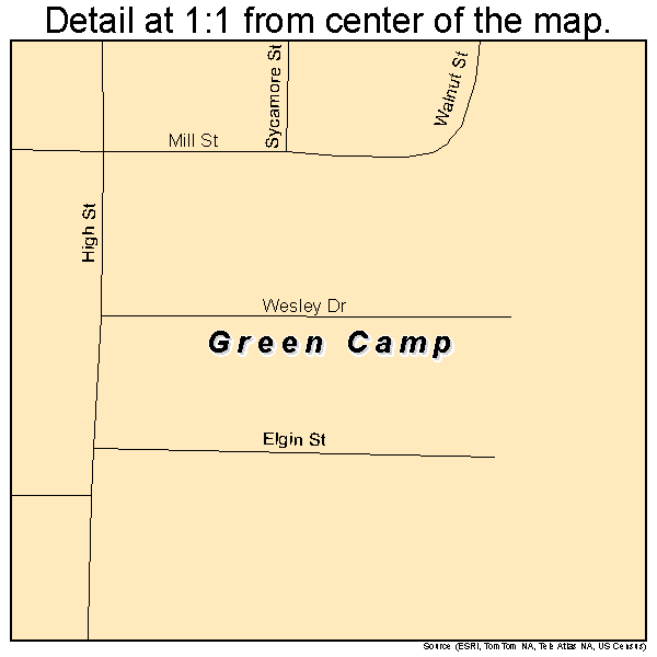 Green Camp, Ohio road map detail