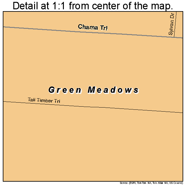 Green Meadows, Ohio road map detail