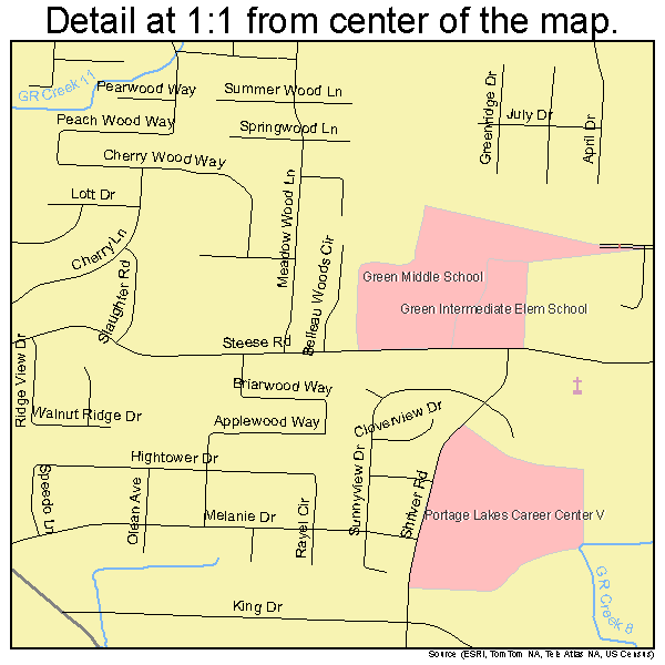 Green, Ohio road map detail