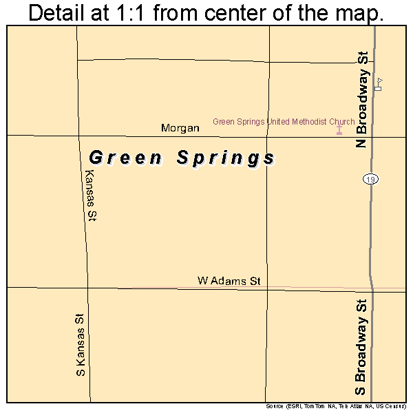 Green Springs, Ohio road map detail
