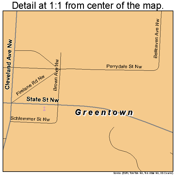 Greentown, Ohio road map detail