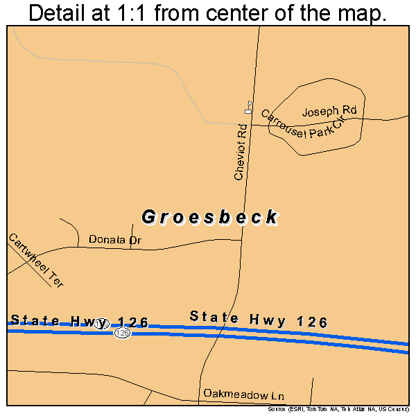 Groesbeck, Ohio road map detail