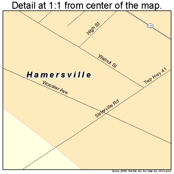 Hamersville, Ohio road map detail