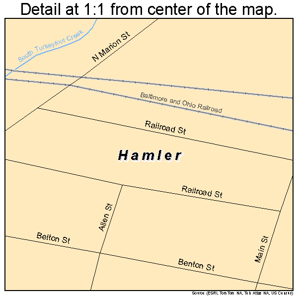 Hamler, Ohio road map detail
