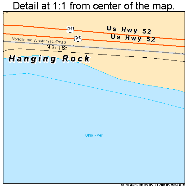 Hanging Rock, Ohio road map detail