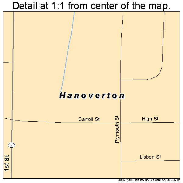 Hanoverton, Ohio road map detail