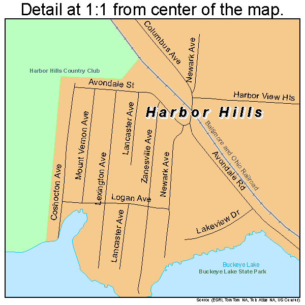 Harbor Hills, Ohio road map detail