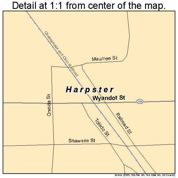 Harpster, Ohio road map detail