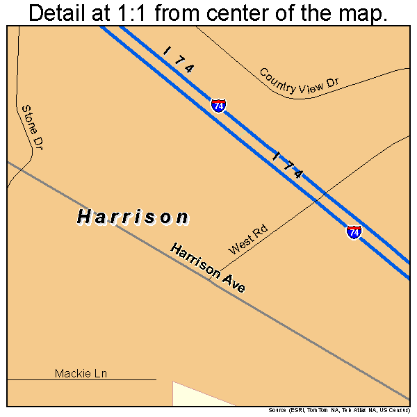 Harrison, Ohio road map detail