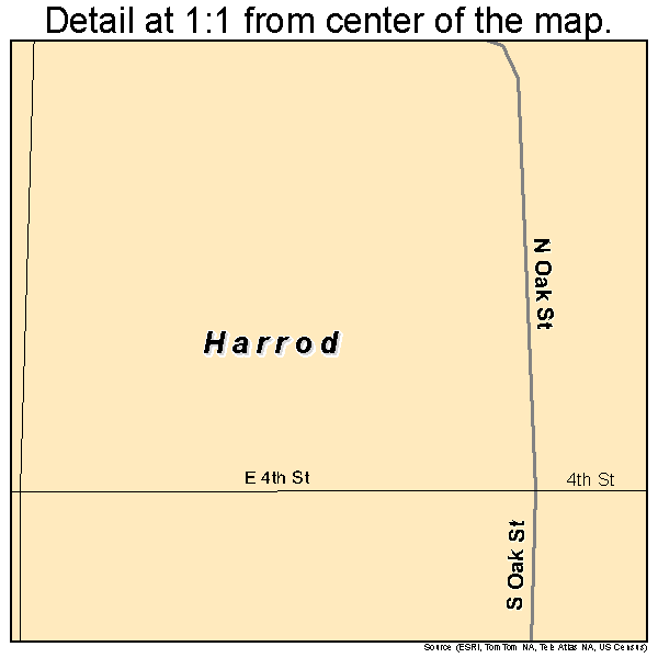 Harrod, Ohio road map detail