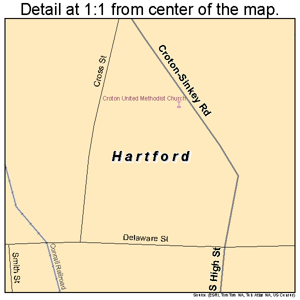 Hartford, Ohio road map detail