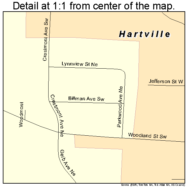 Hartville, Ohio road map detail