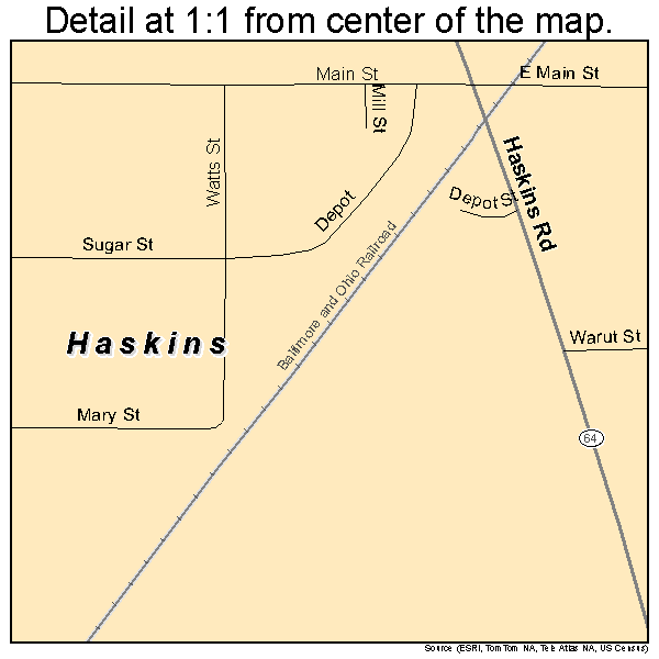 Haskins, Ohio road map detail