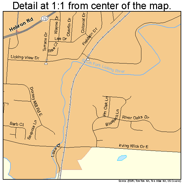 Heath, Ohio road map detail