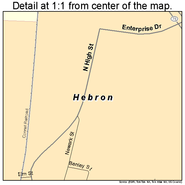 Hebron, Ohio road map detail