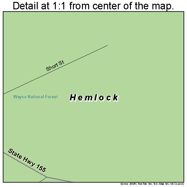 Hemlock, Ohio road map detail
