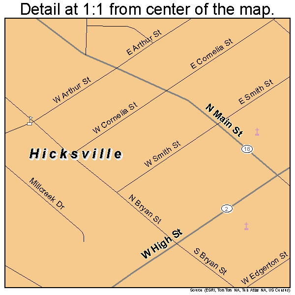 Hicksville, Ohio road map detail