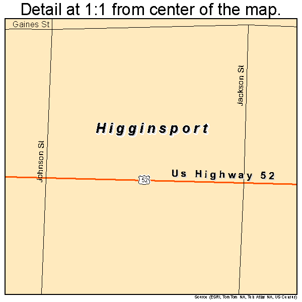 Higginsport, Ohio road map detail