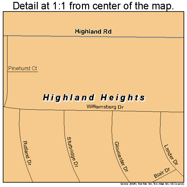 Highland Heights, Ohio road map detail