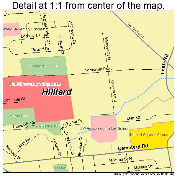Hilliard, Ohio road map detail