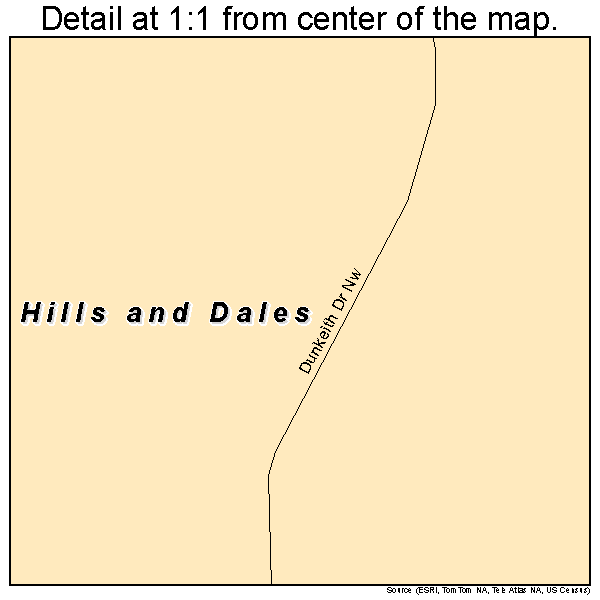 Hills and Dales, Ohio road map detail