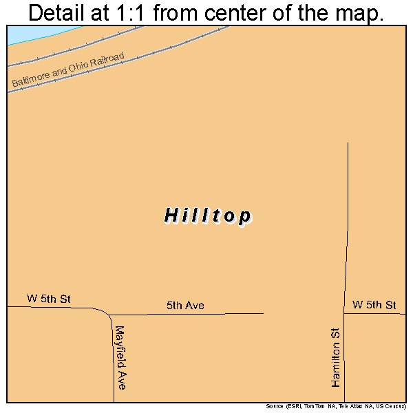 Hilltop, Ohio road map detail