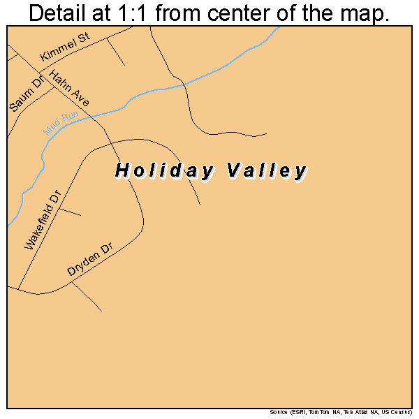 Holiday Valley, Ohio road map detail