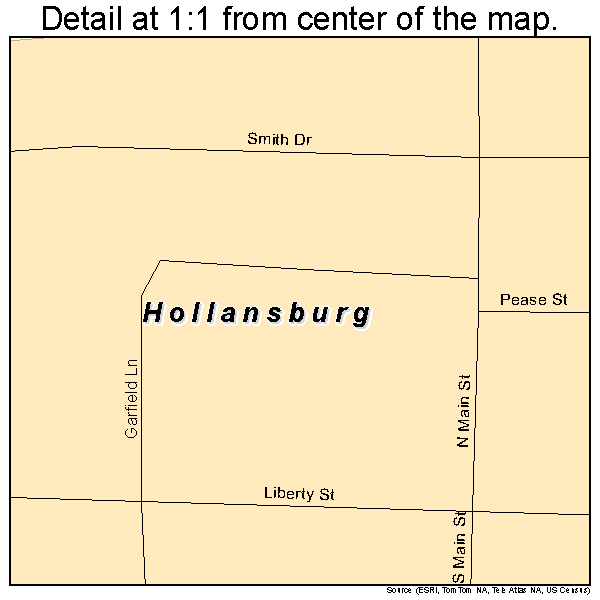 Hollansburg, Ohio road map detail