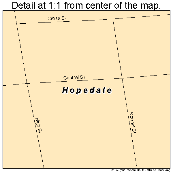 Hopedale, Ohio road map detail