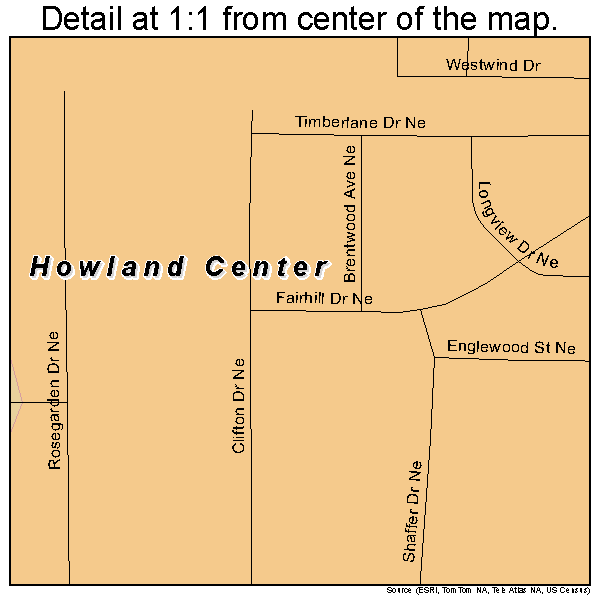 Howland Center, Ohio road map detail