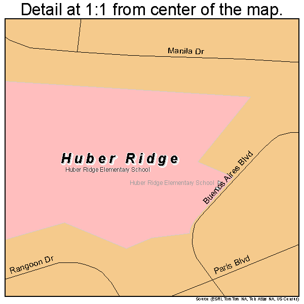 Huber Ridge, Ohio road map detail