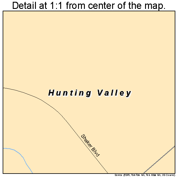 Hunting Valley, Ohio road map detail