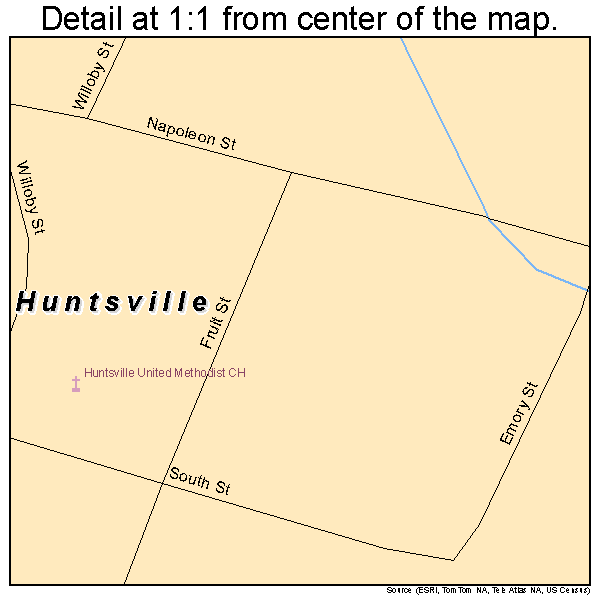 Huntsville, Ohio road map detail