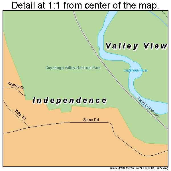 Independence, Ohio road map detail