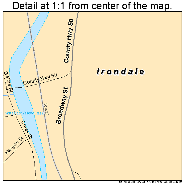 Irondale, Ohio road map detail