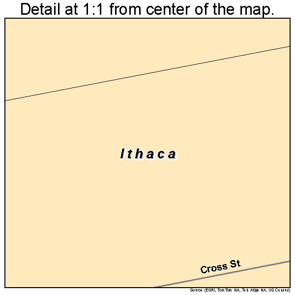 Ithaca, Ohio road map detail