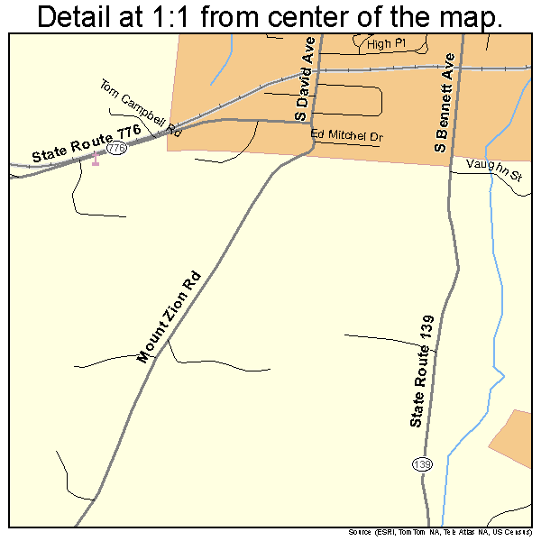 Jackson, Ohio road map detail