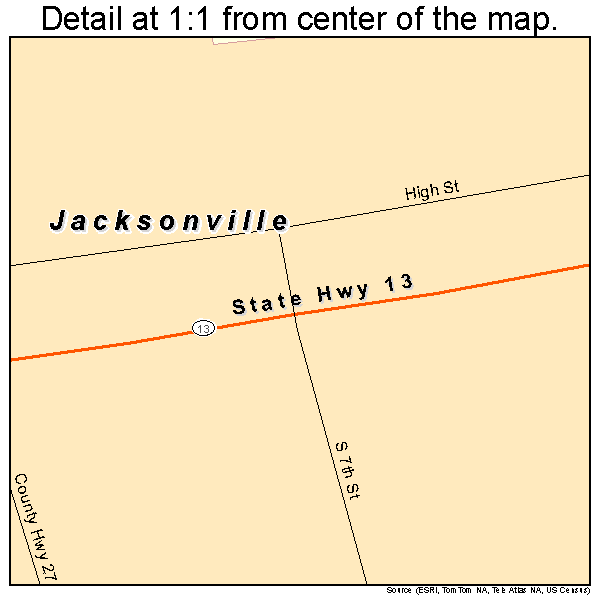 Jacksonville, Ohio road map detail