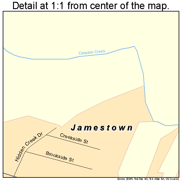 Jamestown, Ohio road map detail