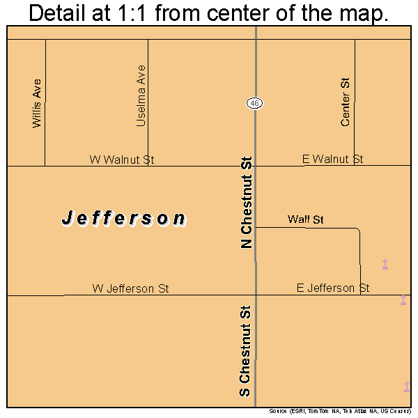 Jefferson, Ohio road map detail
