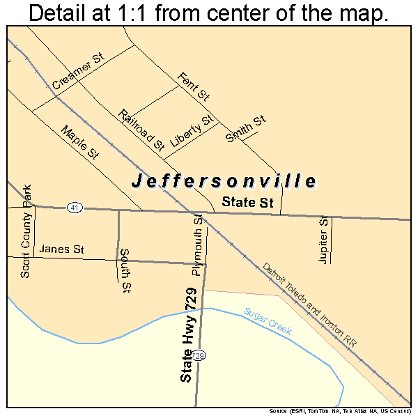 Jeffersonville, Ohio road map detail