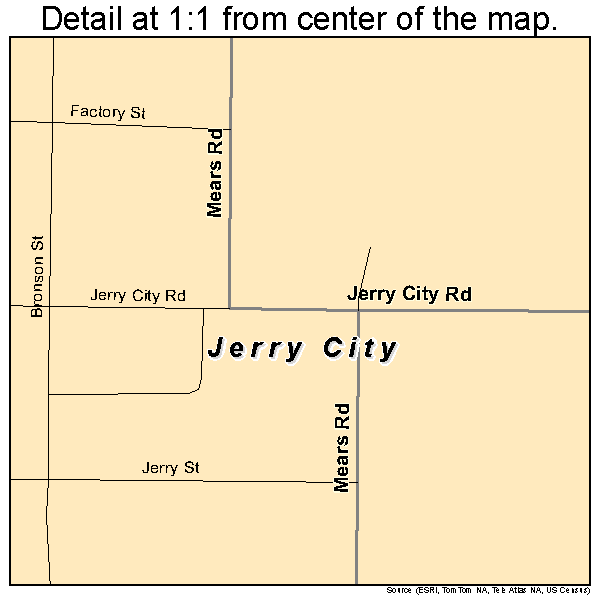 Jerry City, Ohio road map detail