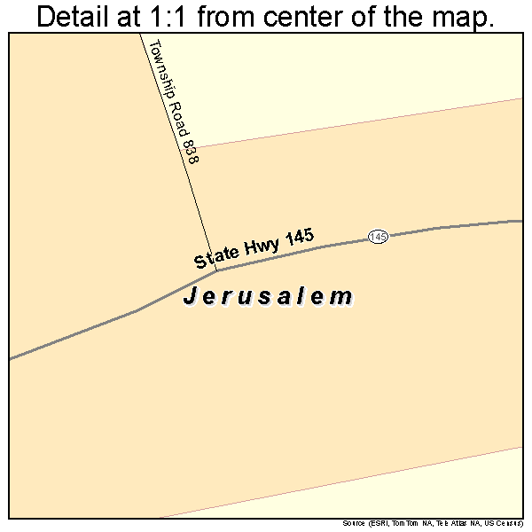 Jerusalem, Ohio road map detail